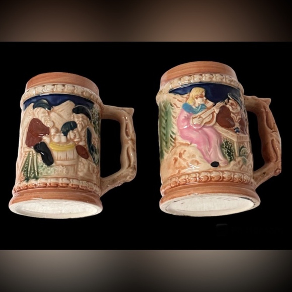 Set of (2) Heidelberg Schloss Vintage Bavarian Style Beer Mug‎ Made in Japan